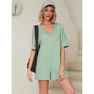 Oversized T-Shirt Romper with Pockets‎